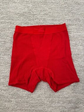 SKIMS Red Ribbed Boxer Briefs for Women